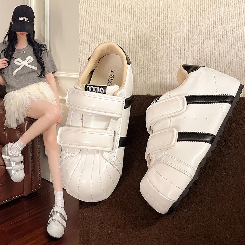Velcro ugly cute shell head German training bread shoes women's 2025 new versatile inner height increase leisure sports small board shoes