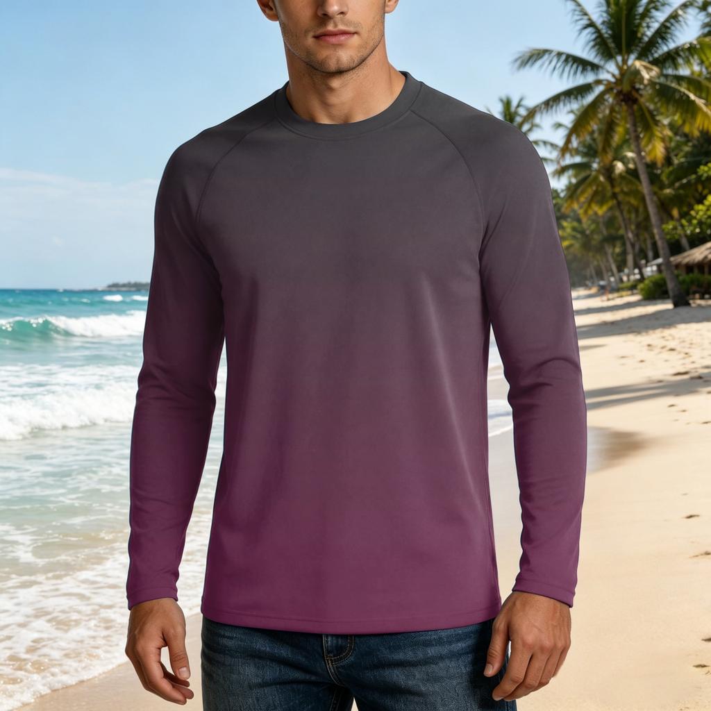 Men's Long Sleeve Outdoor Shirt UPF50 Plus Sun Protection Breathable Loose Fit Summer Casual Lightweight Quick Drying T-Shirt