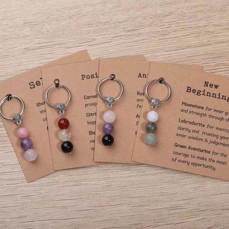 Natural Crystals Keychain Gift For  Beginnings Small Healing Stones Keychain For Anxiety Relief. Healing Crystals