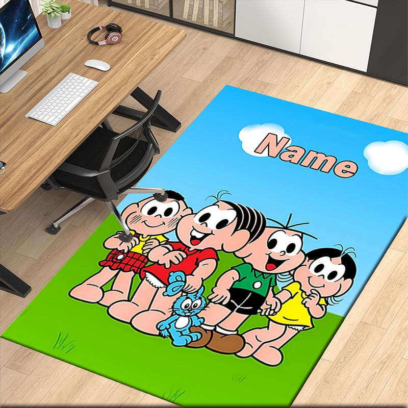 Custom Name Turma Da Mônica Printed Carpet, for Office Chair Living Room Bedroom Kitchen Room Decor Gifts.