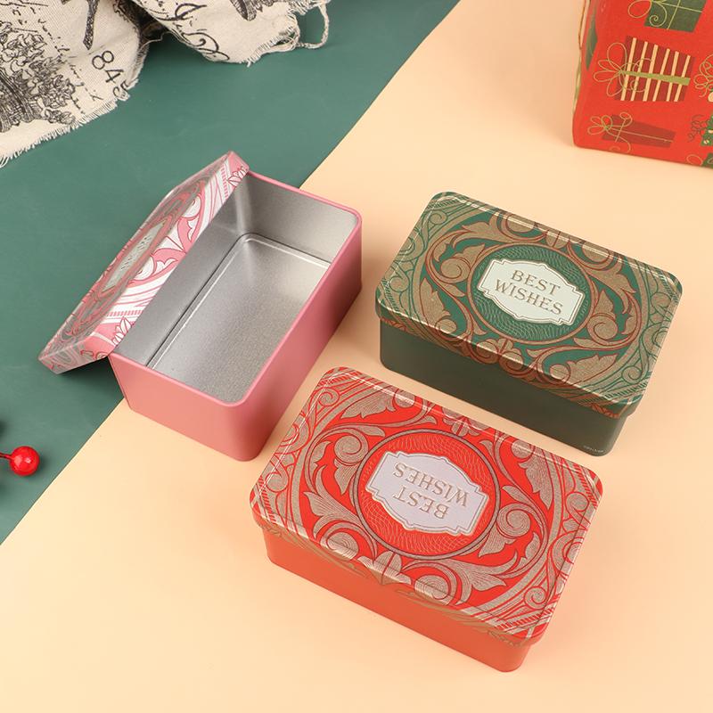 1 Stück Rechteckige Weißblechdose Süßigkeitenbox Geschenkaufbewahrungsbox Keksdose Metalldose Aufbewahrungsbox für Zuhause Weihnachts-Süßigkeitendosen Kindergeschenk