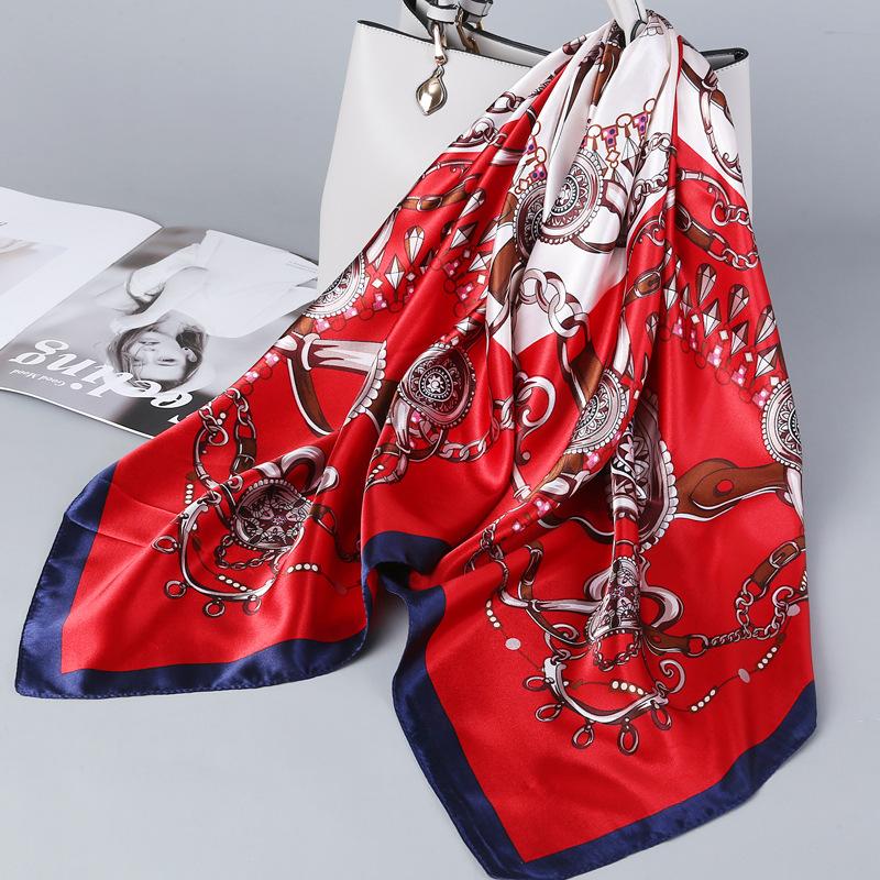 Women Silk Square Scarf Lady Bandana Head Wrap Shawl Satin Foulard Female Large Hijab Neckerchief Scarves Pashmina Headband
