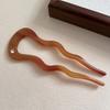 1/2/3pcs Acrylic Hair Pins Sticks for Women Girls Elegant Rhinestone U shaped Wave Fork Pink Black Hair Updo Styling Accessories