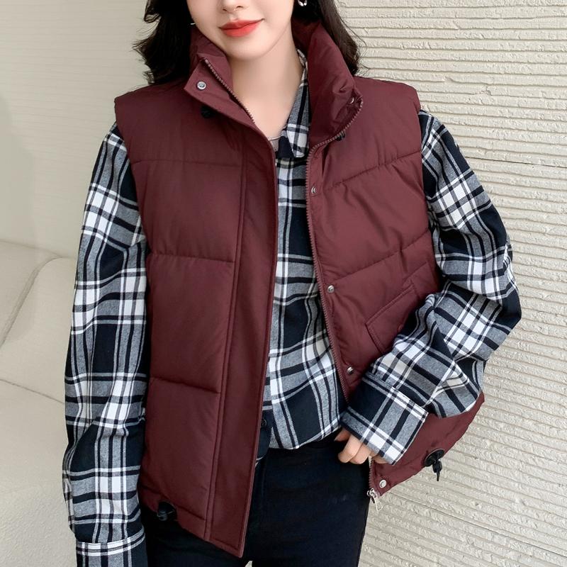 Warm Women's Winter Coat Fashion Stand Collar Loose Autumn Thick Sleeveless Parka Female Short Outerwear