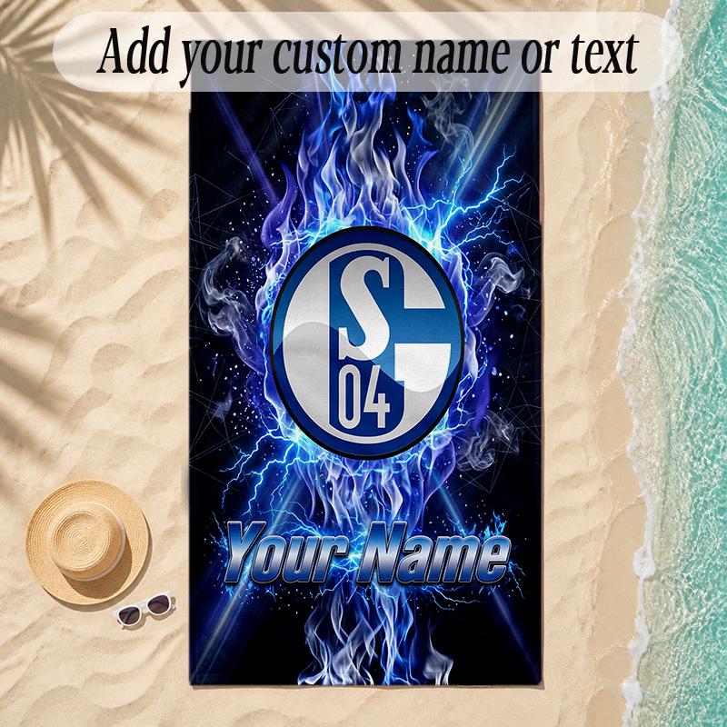 Beach TowelSchalke 04 FC Custom Name Text Personalized Soft Towel for Beach Pool Indoor Home Decor Gift