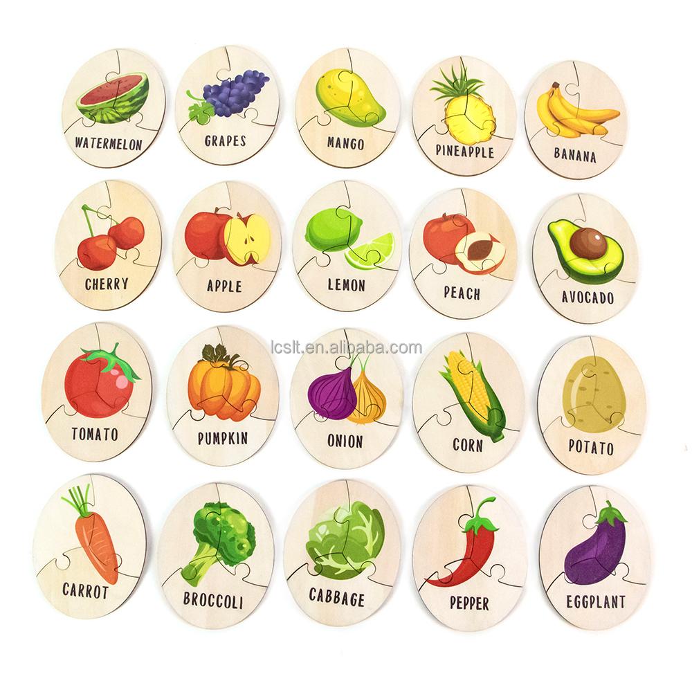 Montessori Baby Wooden Vegetable Book Non Toxic Durable Toddler Early Learning Sensory Toy, Chewable & Tear-Resistant 50