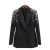 Commuting FaShion Blazer Women'S  Spring New Heavy-Duty Diamond-Trimmed Long Single-BreaSted Small Blazer