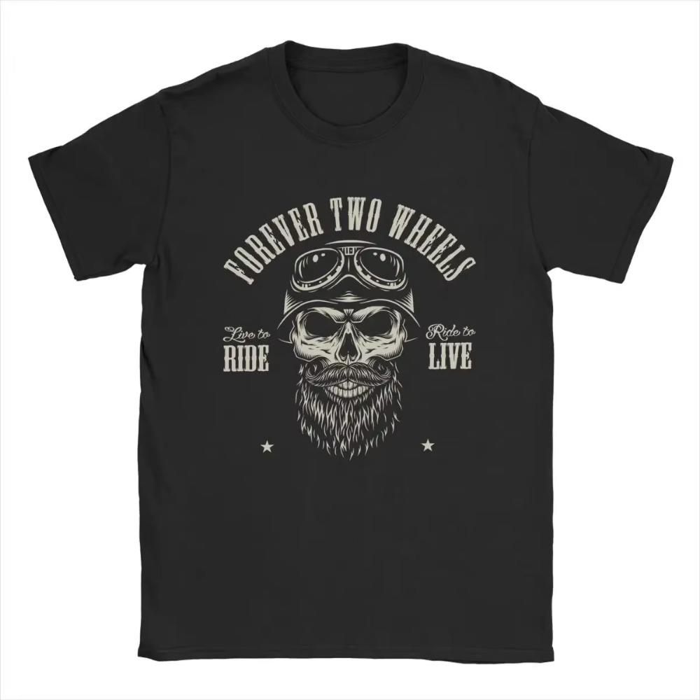 Crazy Motorcycle Vintage Rider Ride To Live T Shirt Men Women 100% Cotton Forever Two Wheels Tees Shirt Printing Clothing