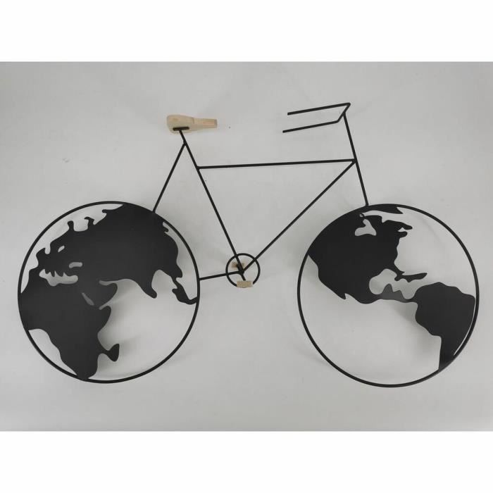 Décoration murale - Métal - Bicyclette - Noir - 74 x 10 x 43,5 cm - Style loft