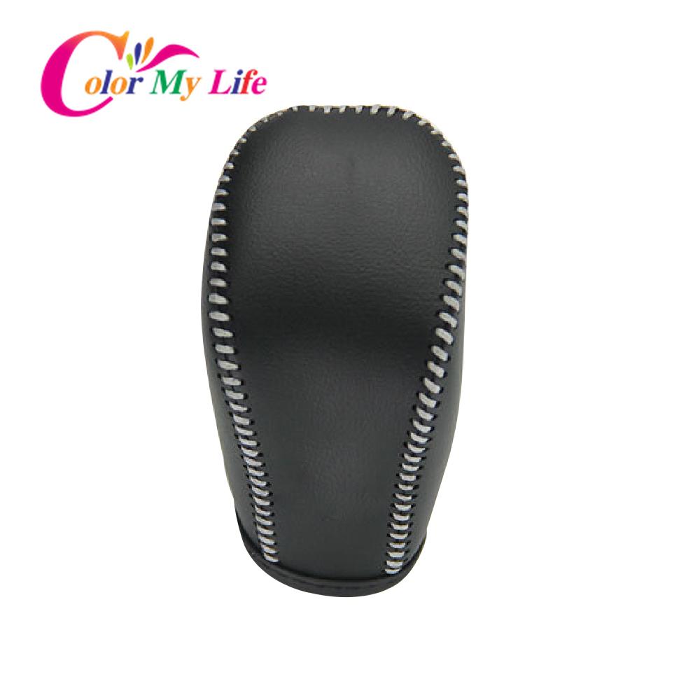 Color My Life AT Car Genuine Leather Gear Lever Cover Gear Shift Collars Fit for Toyota Crown MK13 2010 -