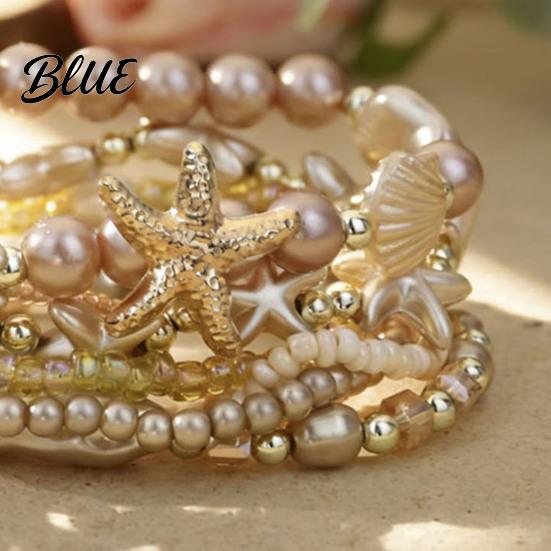 Starfish Beaded Bracelet 1 Set Bohemian Bracelets for Women Coastal