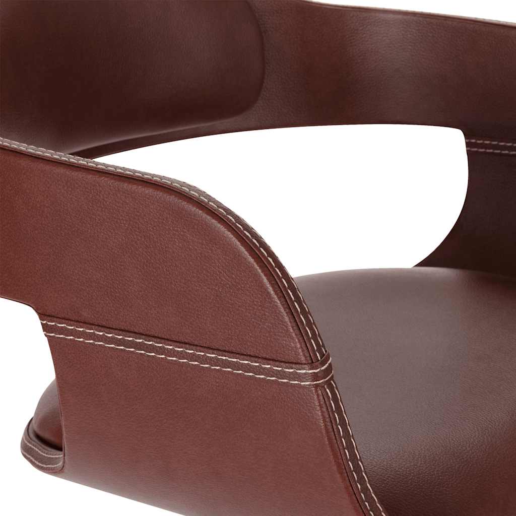 Dining Chair Brown Bentwood and Faux Leather