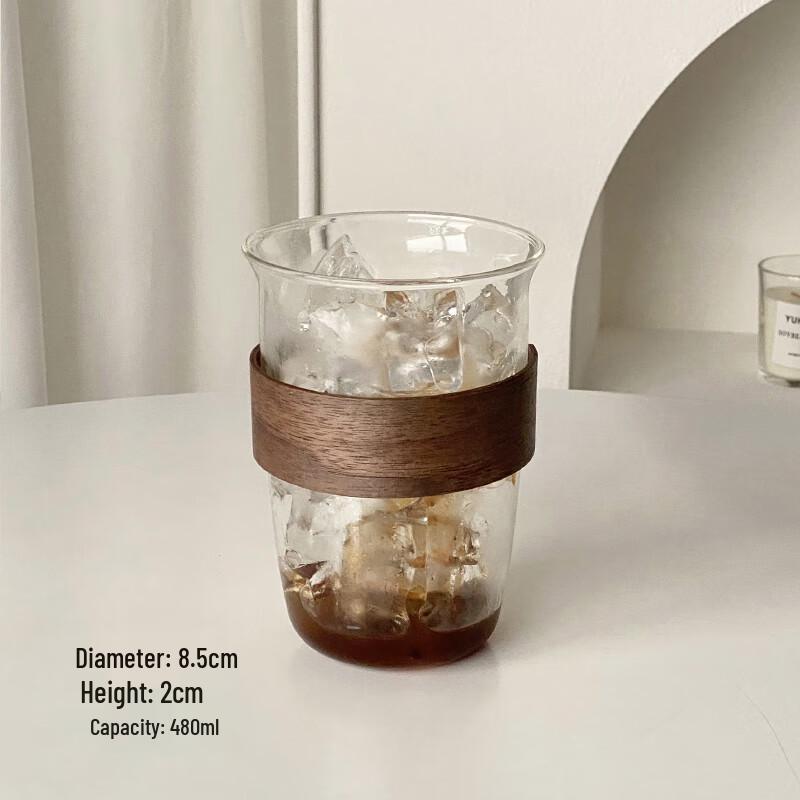 High Borosilicate Iced Coffee Glass with Bamboo Sleeve
