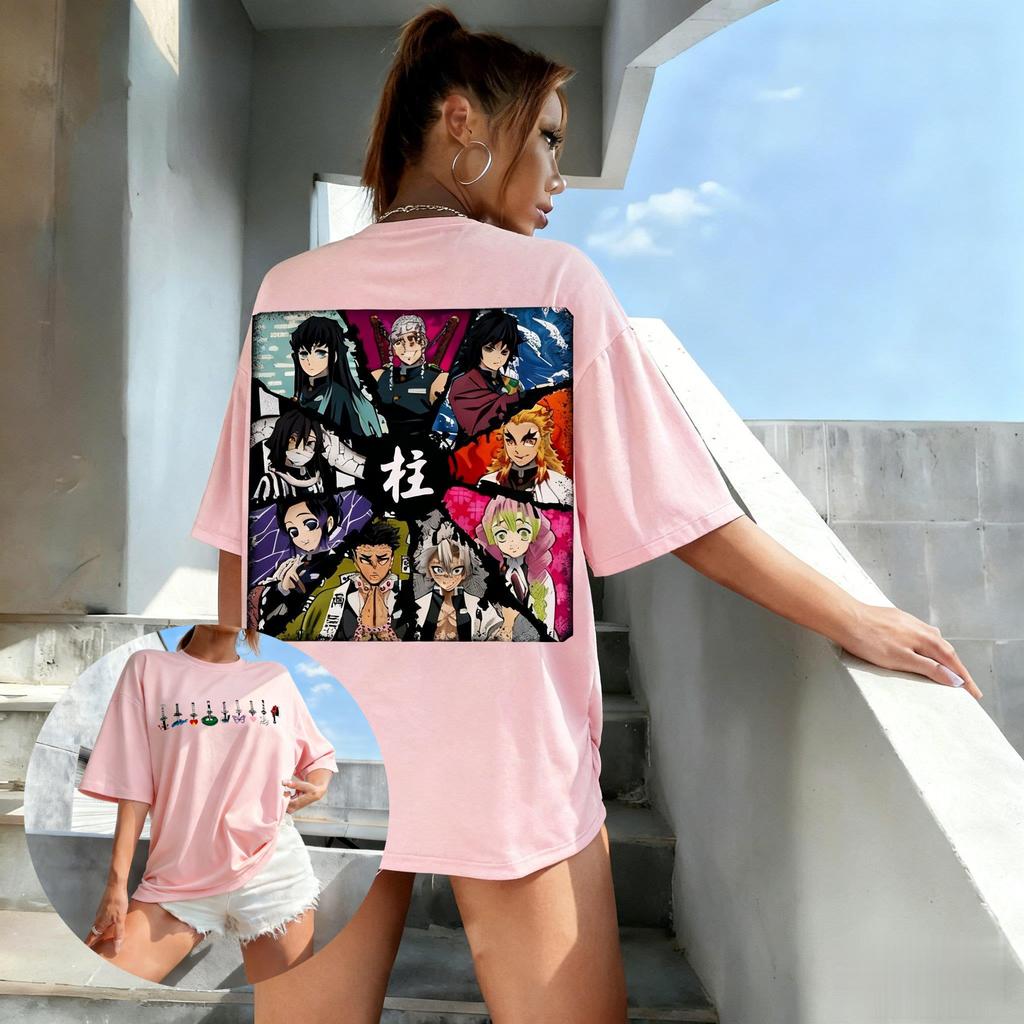 Anime T Shirt Unisex Women Demon Slayer Hashira Cotton Short Sleeve Oversized Streetwear 2026 Summer Casual Tops Unisexga Graphic Tee