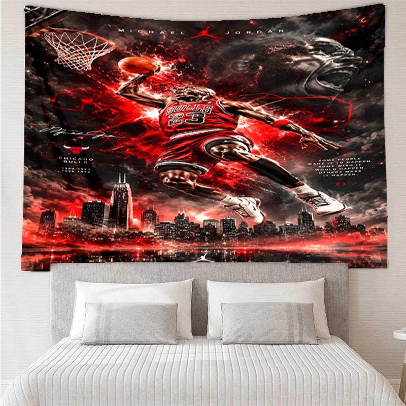 Michael Jordan Dunk Artwork Printed Tapestry, for Bedroom,Livingroom, Dormitory, Large Wall Decor, Fabric Decor Fan Birthday Gifts
