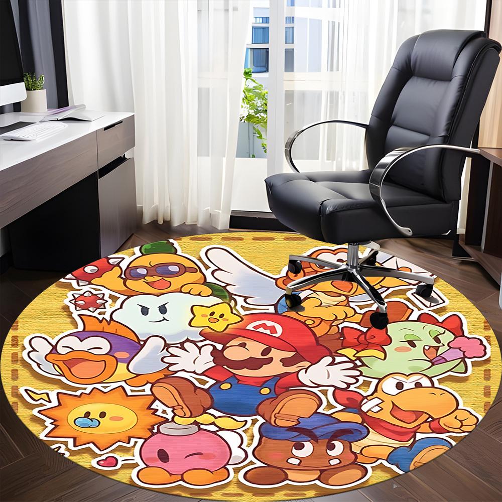 1pc Mario Characters Office Round Area Rug, Under Office Chairs Bedroom Living Room Home Decor  A1016267