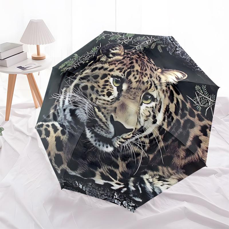 1pc Leopard Print Folding Umbrella | Elegant Design, Fashionable Accessory, Durable Construction, Sturdy Ribs yy251107034