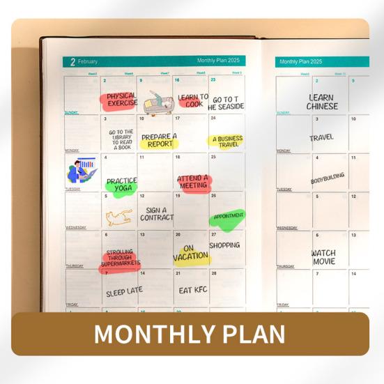 2025 Daily Planner Notebook Comprehensive Daily Organizer Monthly Overview Daily Productivity Planner