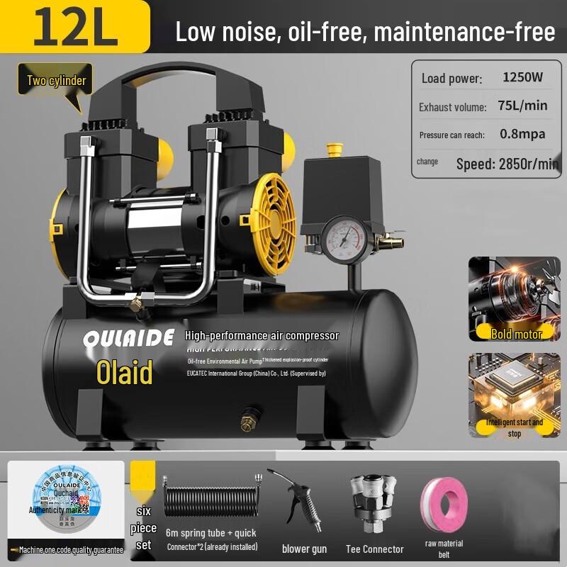 

Oulaide 12L Portable Cordless Brushless Oil-Free Air Compressor CN plug (adapter included)