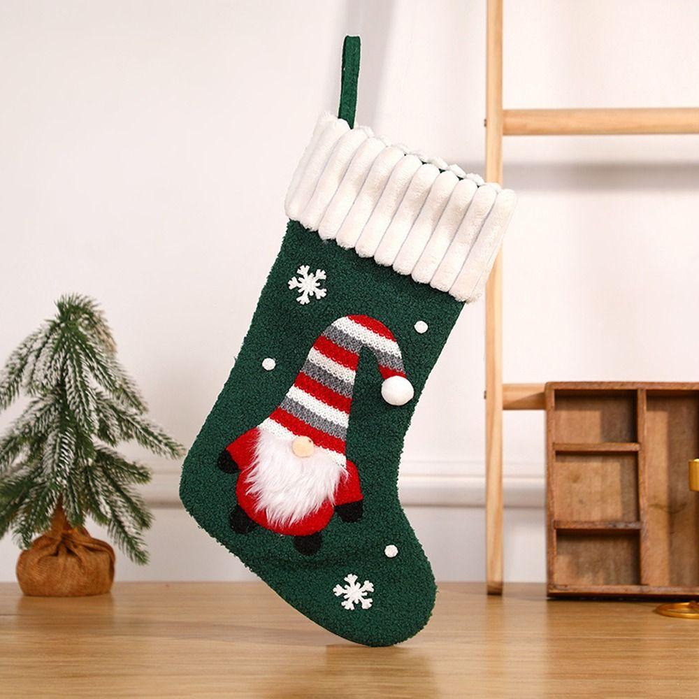 Bag Xmas Ornament Pocket Hanging Gift Bag Christmas Stocking Santa Claus Sock Christmas Tree Decor