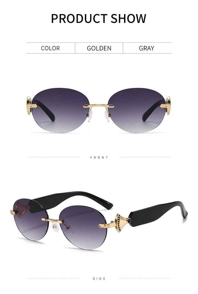 New High-End European Rimless Oval Sunglasses - Unisex UV Protection