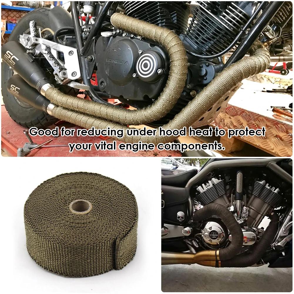 5M Roll Fiberglass Heat Shield Motorcycle Exhaust Header Pipe Heat Wrap Tape Thermal Protection Exhaust Pipe Insulate