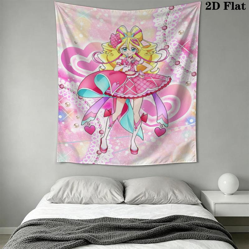 Pretty Cure Wall Tapestry Aesthetic Wall Hanging Printed Fabric Blanket Decorative Tapestries for Bedroom Living Room Home Decor