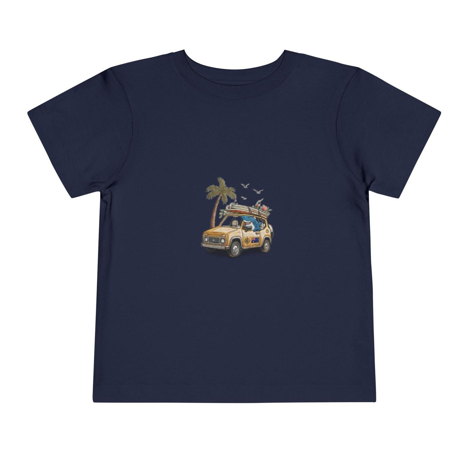 Unisex Tee | Vintage Surf Car, Palm Tree Beach Design, Summer Adventure Shirt 140