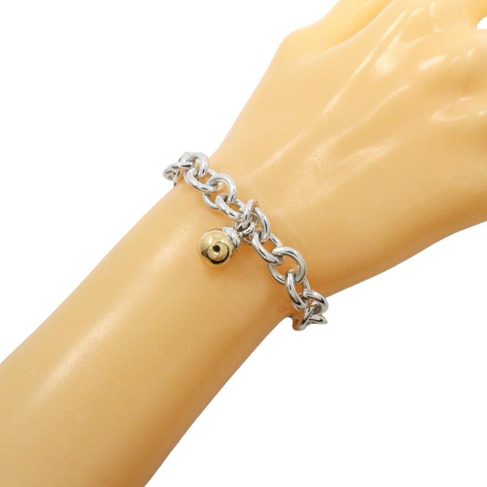 TIFFANY&Co. Hardware Dunkle Ball Bracelet Silver925/K18 Yellow Gold 33.7g Women Used
