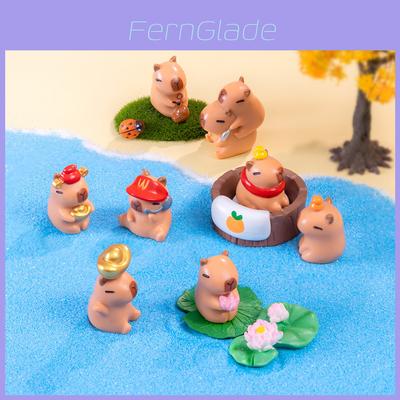 Adorable Capybara Figurine Resin Blind Box Desktop Decor Cartoon Style