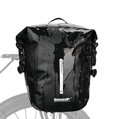 Rhinowalk Bicycle Pannier Bag, Waterproof, 7L Large Capacity, Side Bag, Cycling/Touring Bag, Easy Installation with Quick Release Hooks, Reflective Fi