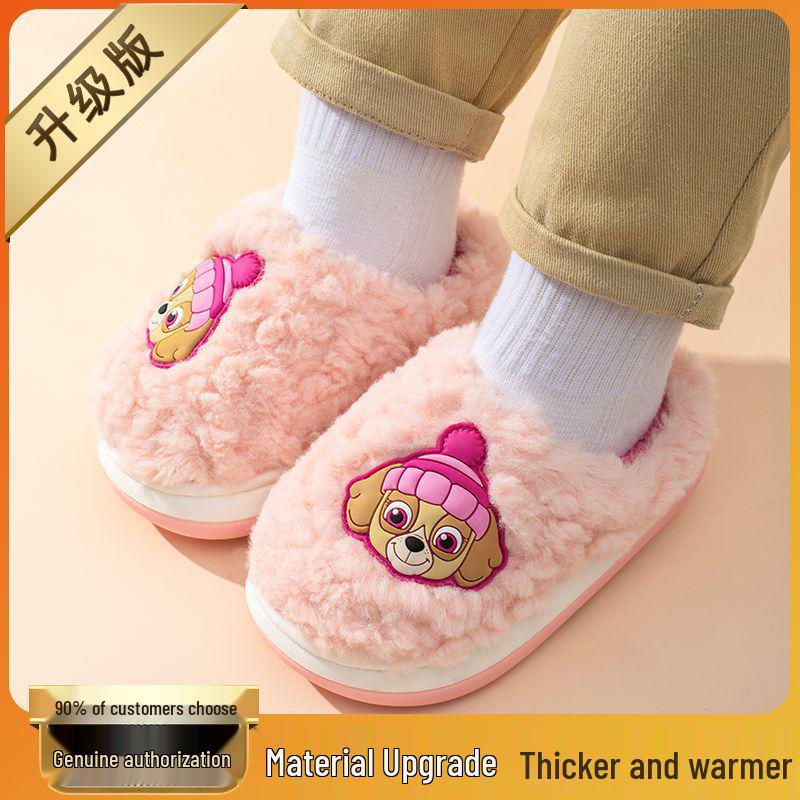 Paw Patrol Kinder rutschfeste Winter-Fellhausschuhe - Warm Baumwolle für Jungen & Mädchen