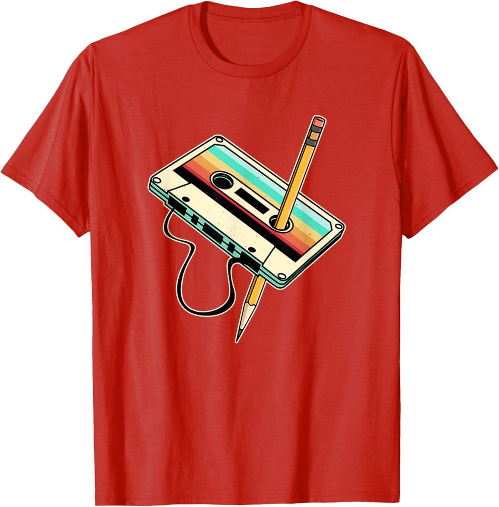 80s 90s Retro Party Costume Nostalgia Cassette TShirt Graphic Tee Unisex Casual Cotton TShirt