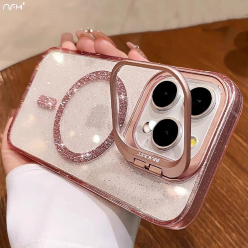 Luksusa Magsafe magnētiskais zibspuldzes objektīva turētāja statīvs iPhone 16 Pro Max tālruņa vāciņš priekš iPhone 11 12 13 14 15 Plus aizsargpārsegs
