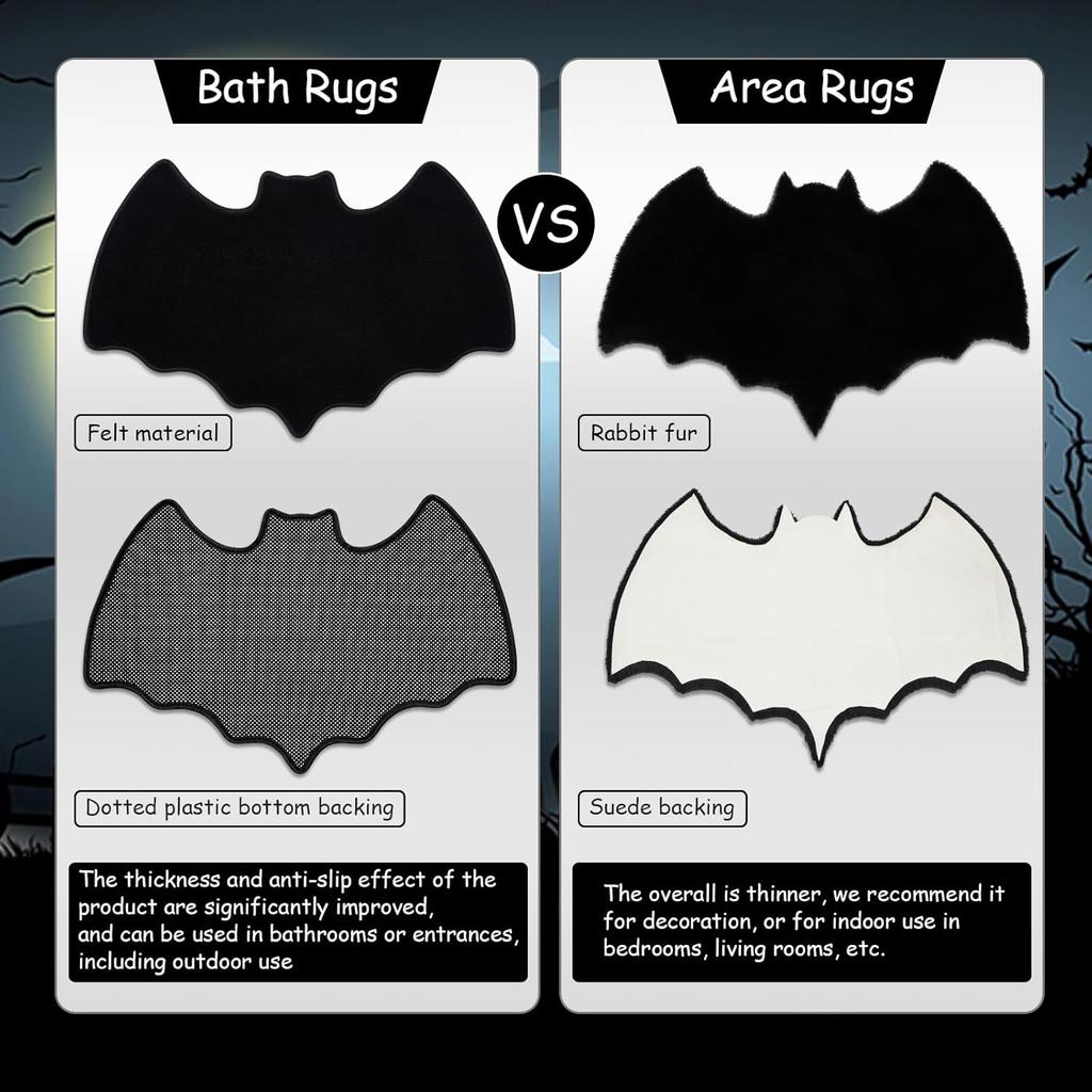 Xuhal Bat Rug Gothic Rug Welcome Mat Soft Indoor Modern Area for Living Room Bedroom Home Decor Nursery Holiday Decorative