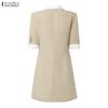 ZANZEA Women Turn Down Collar Summer Casual Short Sleeve Dress