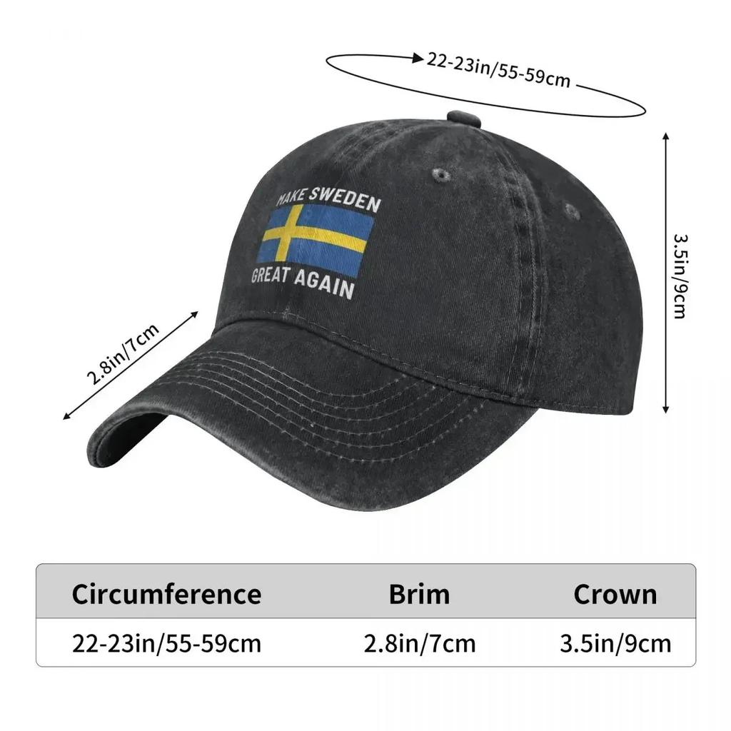 Make Sweden Great Again Sport Retro Denim Washed Baseball Caps Men Cowboy Activities Hats Hiking Peaked Cap