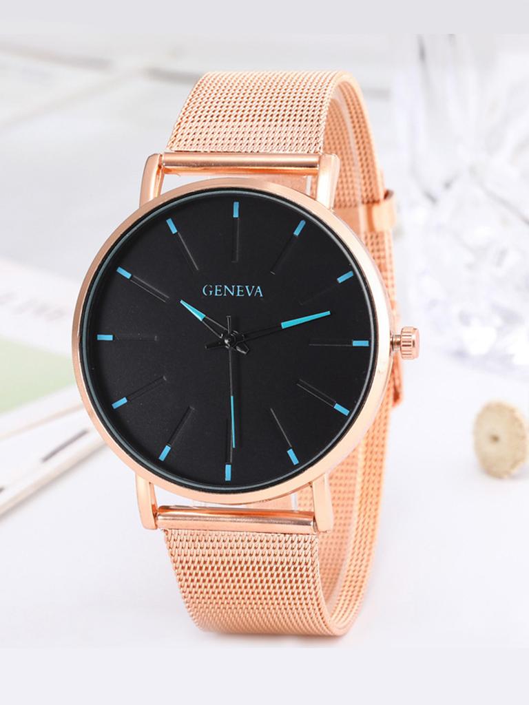 New Student Mesh Strap Watch Alloy Mesh Strap Men's Strip Nail Fashionable Contrasting Color Fashionable Quartz Watch
