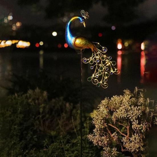 Yousheng Solar Peacock Garden Stake Light Waterproof Metal Decorative Landscape Path Lights for Outdoor Patio Lawn Yard Decoration