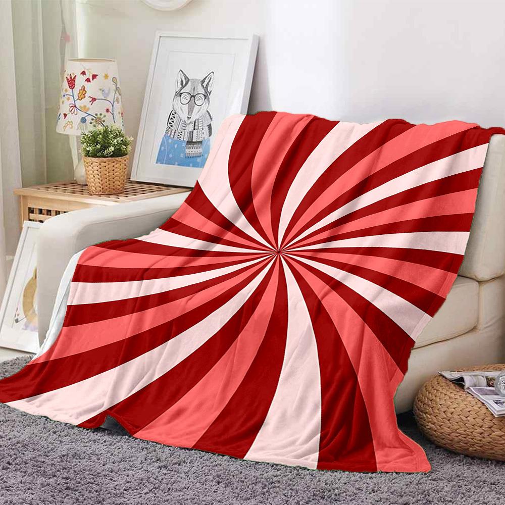 1pc Candy Swirl Lightweight Flannel Blanket, Comfortable and Warm Blanket, for Office and Camping Sofa Bed128