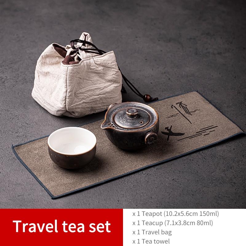 150ml Japanese Kiln-Change Ceramic Quick Tea Cup One Pot Two Cups Tea Set Portable Bag Teapot