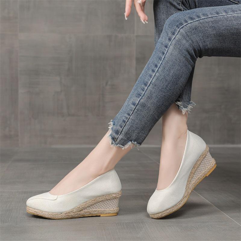 Mokasyny na koturnie espadryle kobieta czółenka Casual buty wsuwane damskie Comfort Walk eleganckie buty na obcasie Zapatos De Damas Elegantes