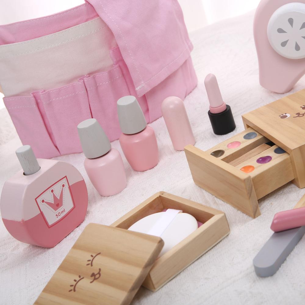 Wooden Dressing, Playing House, Simulation Cosmetics, Toy Set, Hair Dryer, Comb, Lipstick, Girl