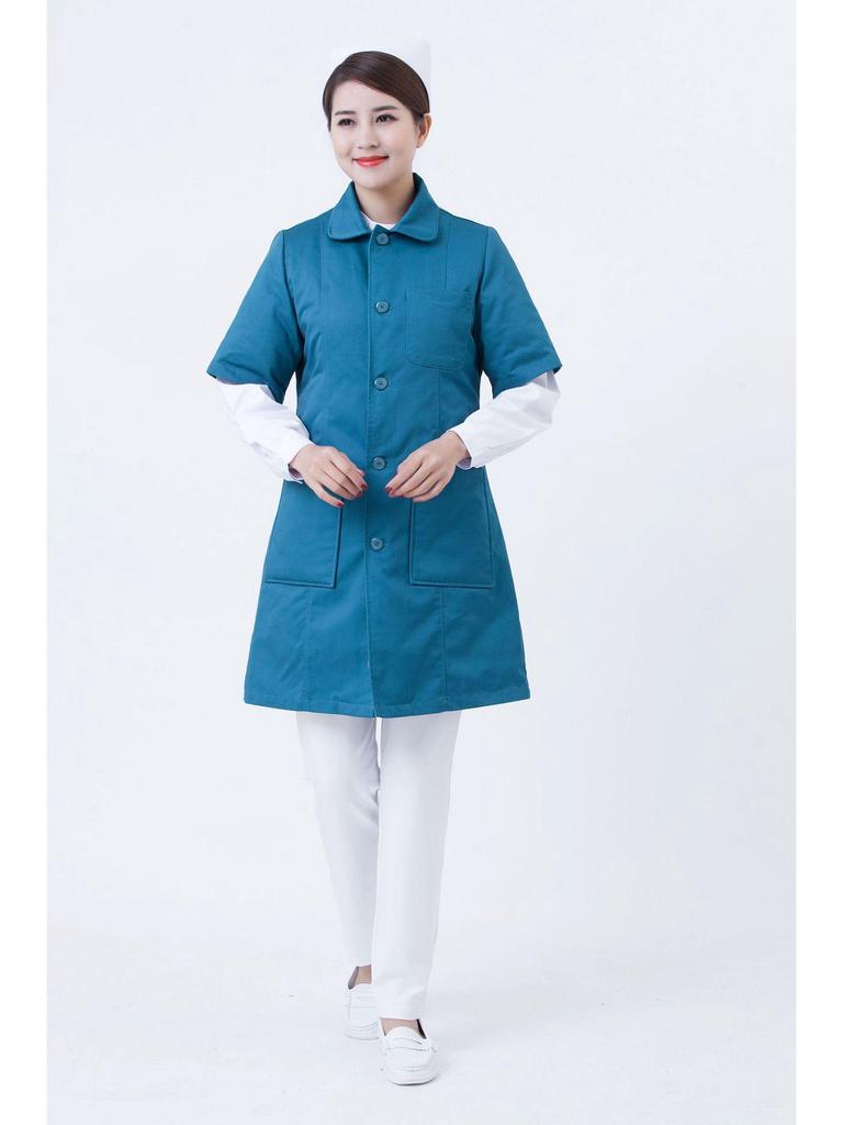 Women's Long Cotton-Padded Emergency Vest for Medical Staff