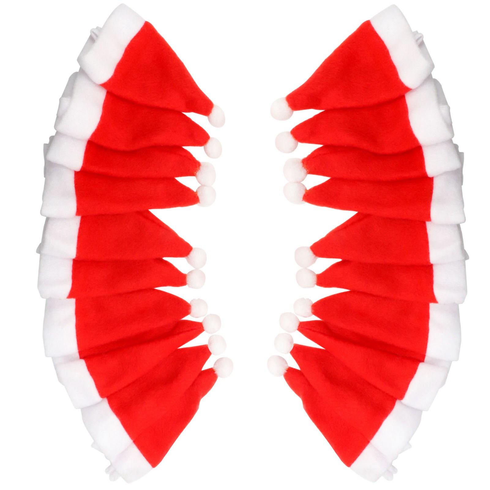 

20 шт. Мини-шапки Санты, рождественские миниатюрные украшения для поделок своими руками, праздничные ножи, вилки, столовые приборы