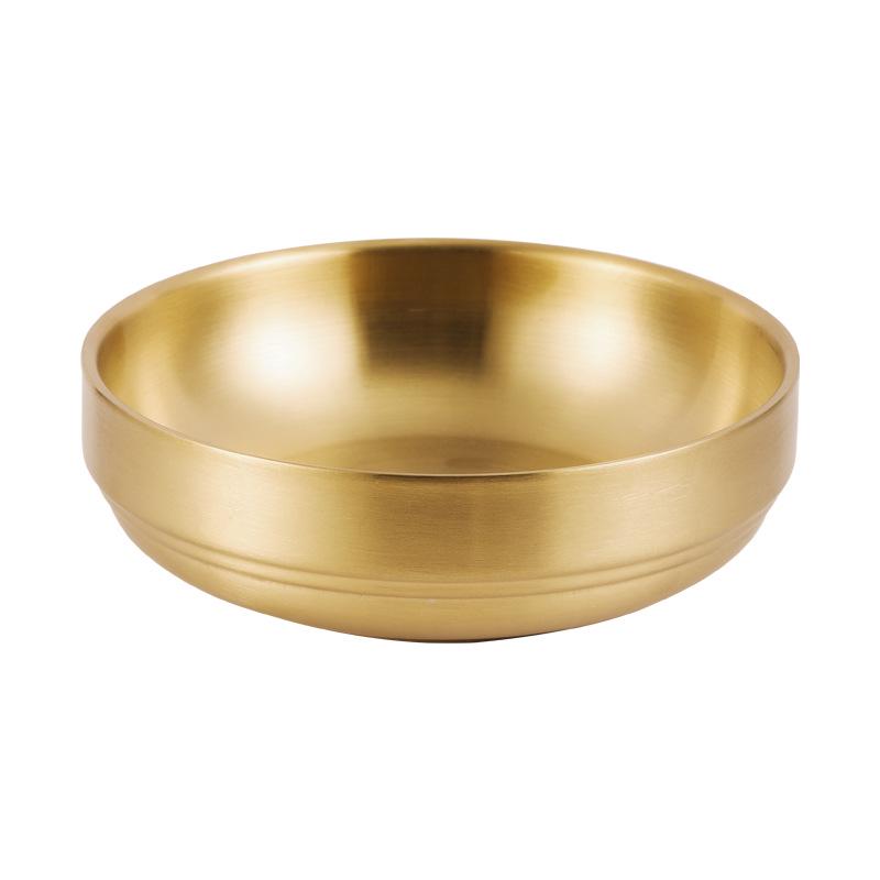 Commercial Gold Round Korean-Style Stainless Steel Sauce Dish for BBQ and Seasoning
