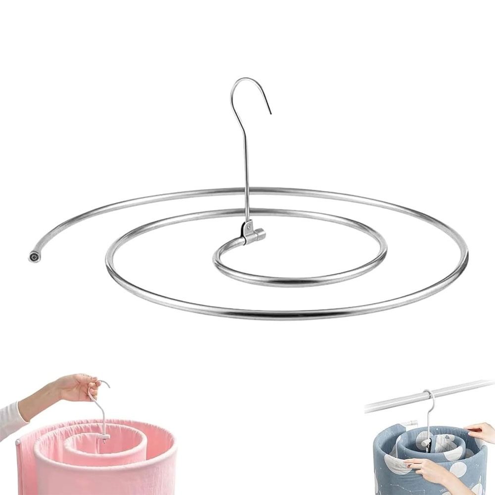 New Stainless Steel Spiral Clothes Rack Space Saving 360° Spiral Spiral Sheet Hanger Anti-slip Silver Color Quilt Blanket Hanger
