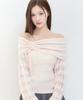 ILLIGO Punched Loose Off-Shoulder Knit Pink