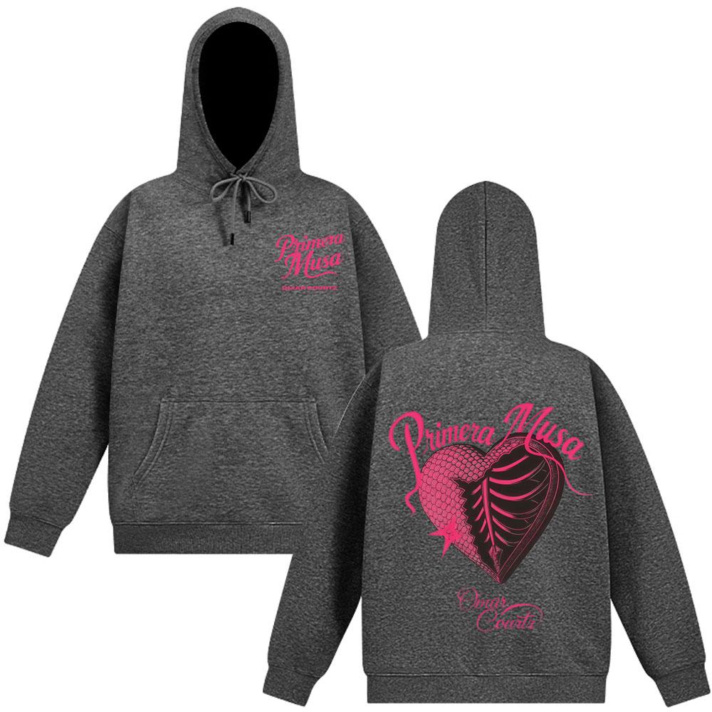 Rapper Omar Courtz Primera Musa 2025 Heart Graphic Hoodie Men Long-sleeved Loose Casual Sweatshirt Aesthetic Trendy Pullover Top