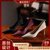 3389-42 Franse hoge hakken stiletto cheongsam Xiuhe schoenen eenvoudige verloving bruidsmeisje trouwschoenen effen kleur werkschoenen